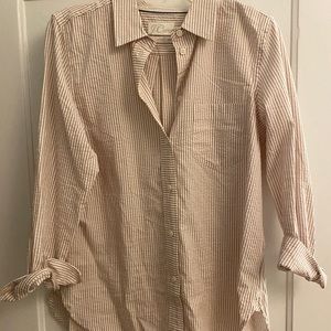 J. Crew tan and white striped button down
